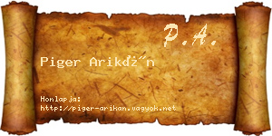 Piger Arikán névjegykártya
